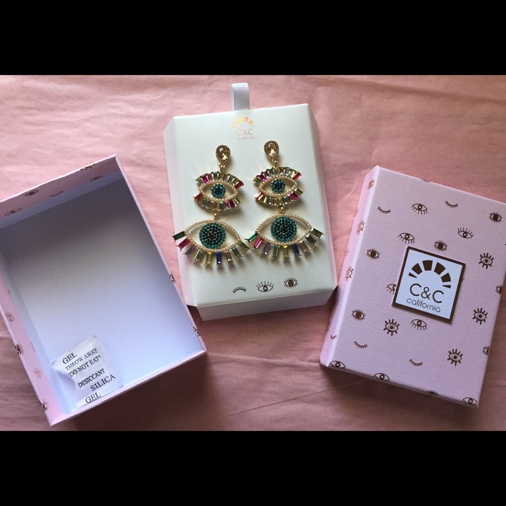 Evil Eye Earrings New by C&C California - Picture 13 of 14